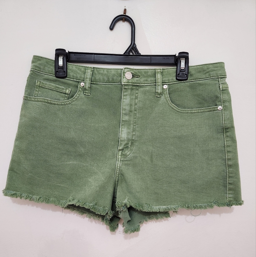 Jade Green Cutoff Jean Shorts. Eunina, Lulu Super High Rise. Size Large.
